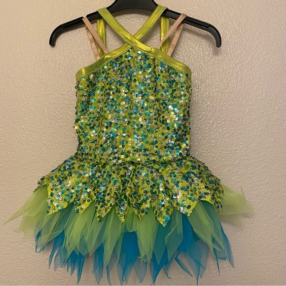 Curtain Call Dance tinker bell Costume Blue green dress tutu E2161 child SC - Picture 2 of 11
